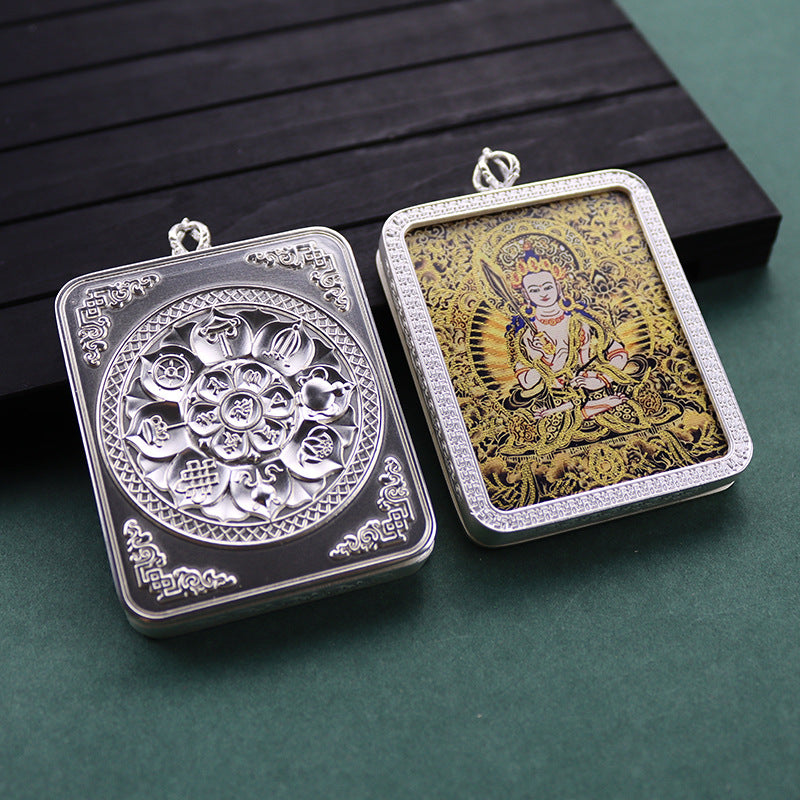 Gold Vajra Hand Painted Golden Outline Eight Patron Saints Pendants