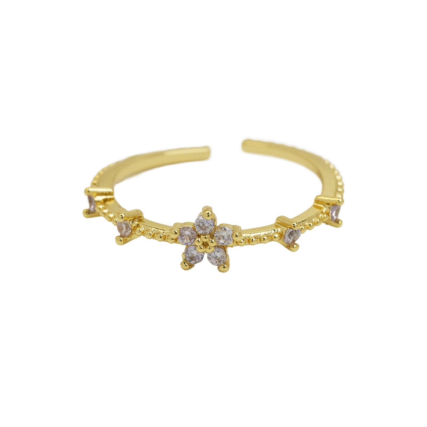 Women's Color Zirconium December Birthday Stone Little Flower Rings