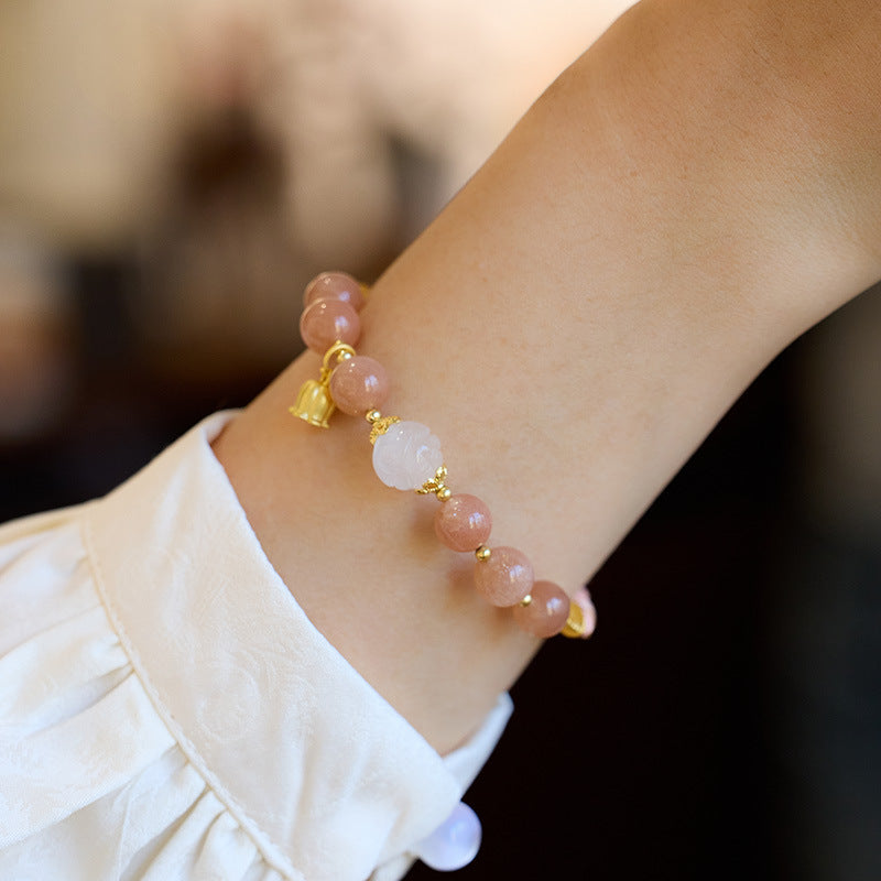 Natural Sunstone Female Lily Half Girlfriend Bracelets