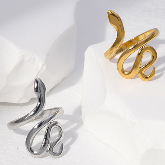 Women's & Men's Stainless Steel Adjustable Opening Personality Snake-shaped Rings