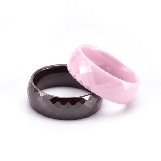 Women's & Men's Fashion Rhombus Ceramic Wide Irregular Cut Rings