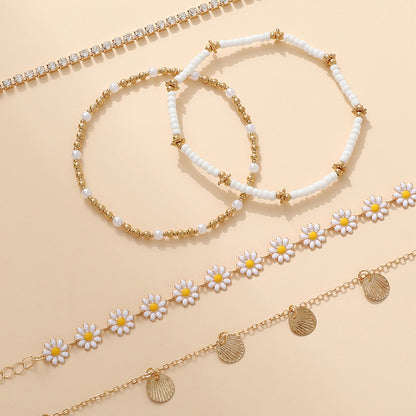 Vacation Bohemian Style Sunflower Small Golden Bracelets