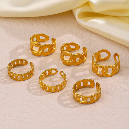 Stainless Steel Chain Stylish Opening Adjustable Rings