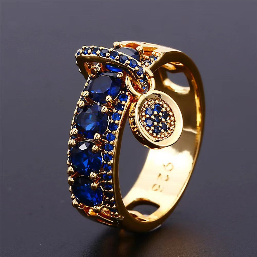 Electroplated Disc Female Fashion Creative Zircon Rings