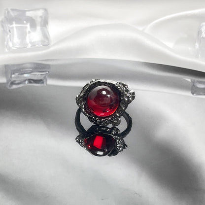 Red Gemstone Open Female Cold Exquisite Rings