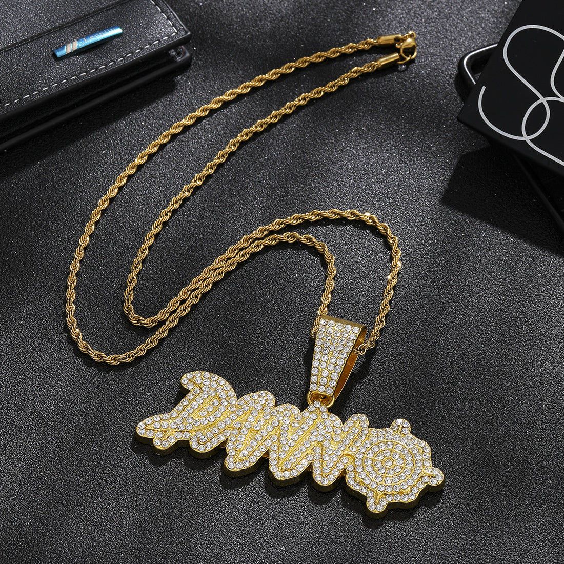 Men's Style Full Diamond Letter For Street Necklaces