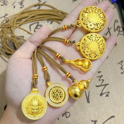 Style Alluvial Gold Gourd Sweater Chain Pendants