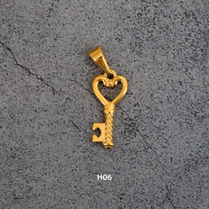 Titanium Steel Vintage Peach Heart Key Pendants