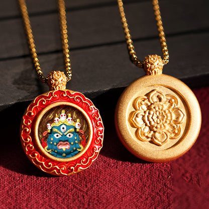 Three-dimensional Tibetan Style Fifth Master Brass Painted Wipe Pendants