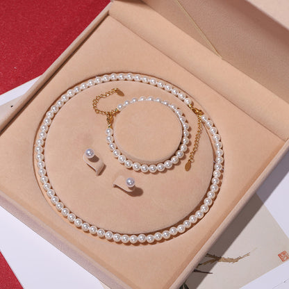 Women's Pearl Three-piece Set Ornament Mother's Day Necklaces