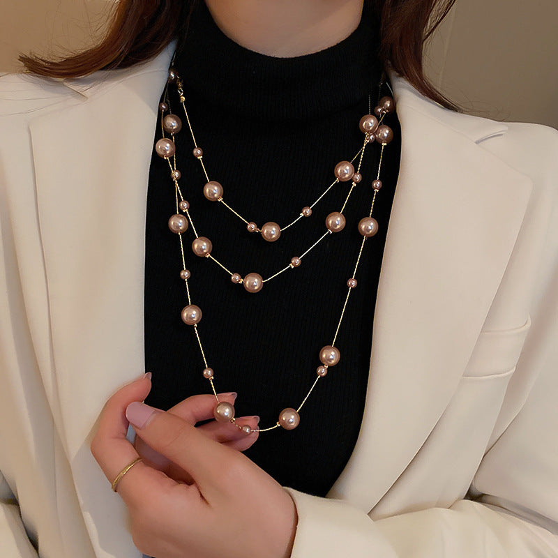 Pearl Tassel Fashion Sweater Chain Temperamental Necklaces