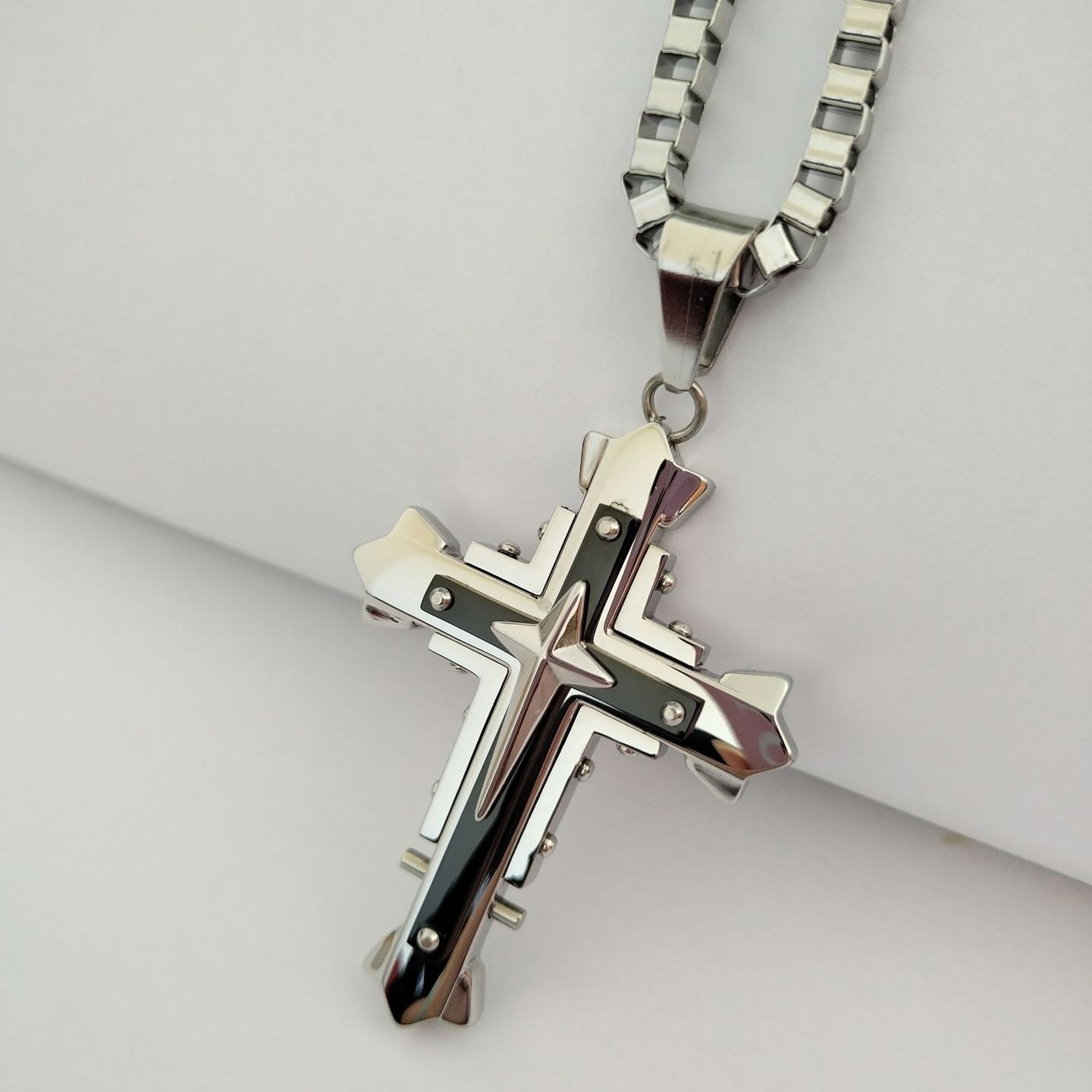 Men's Titanium Steel Jewelry Stainless Cross Shelf Pendants