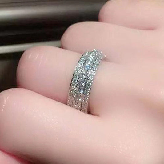 Women's Simple Three Rows Jewelry Fashion Bridal Rings