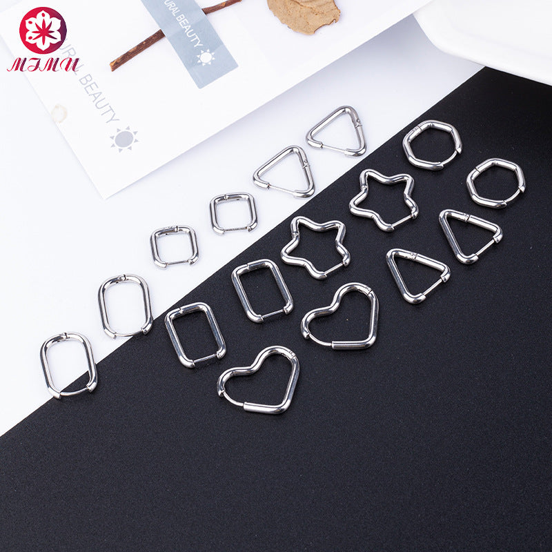 Stainless Steel Trendy Solid Color Fashion Titanium Love Star Earrings