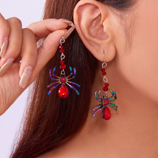 Women's Trendy Halloween Personalized Colorful Spider Earrings