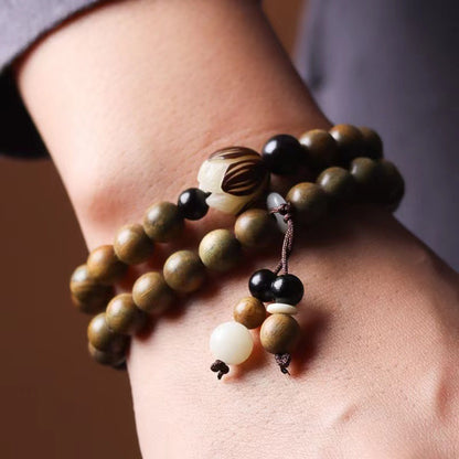 Sandalwood Beads Bodhi Root Lotus Double Bracelets