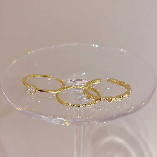 Women's Niche Refined Zircon Gentle Natural Colored Gems Twin Rings