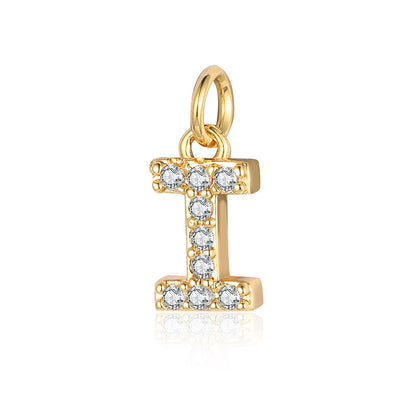 English Letters Copper Zircon Ornaments Accessories Yellow Gold Pendants