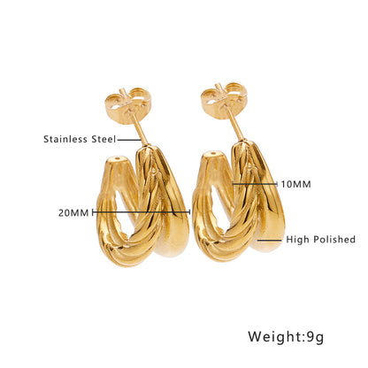 Twist Round Diamond Woven Wheat Ear Earrings