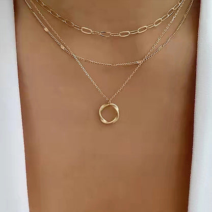 Women's Exaggerated Circle Fashion Alloy Hip Hop Necklaces