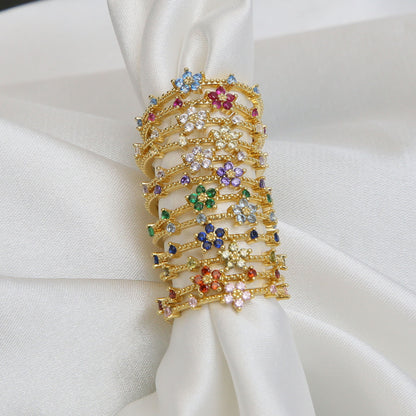 Women's Color Zirconium December Birthday Stone Little Flower Rings