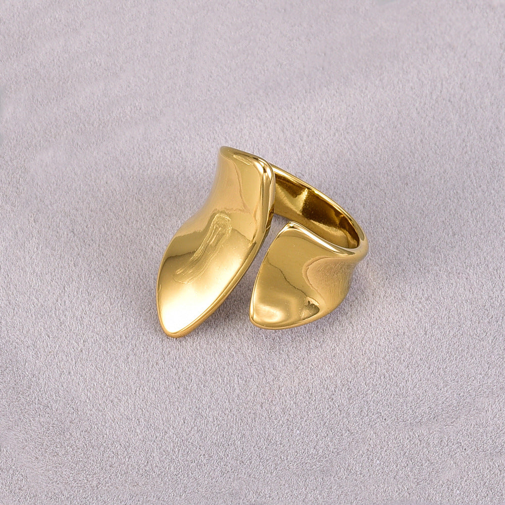 Steel Large Glossy Opening Gold Exaggerated Rings