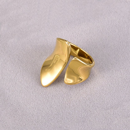 Steel Large Glossy Opening Gold Exaggerated Rings