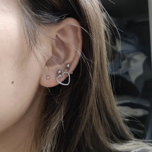 Piercing Love Heart Ear Bone Screw Earrings