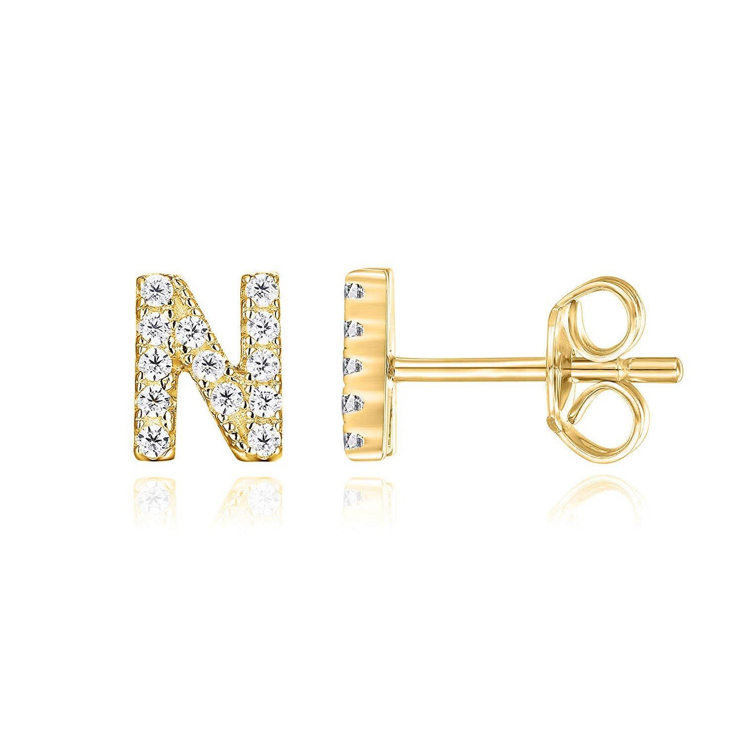 Sier English Alphabet Letter Micro Inlaid Earrings