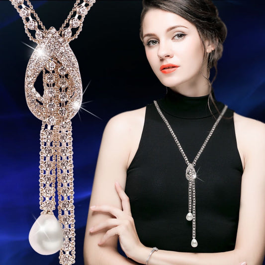 Claw Chain Water Drops Flashing Full Diamond Sweater Necklaces