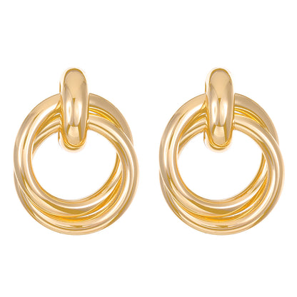 Exaggerated Geometry Female Style Alloy Winding Earrings