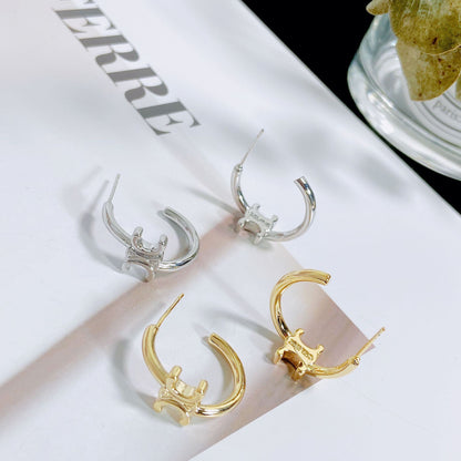 Sier Needle Fashion Personality All Match Earrings