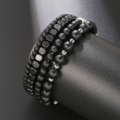 Men's Frosted Wooden Bead Hematite Beaded Suit Bracelets