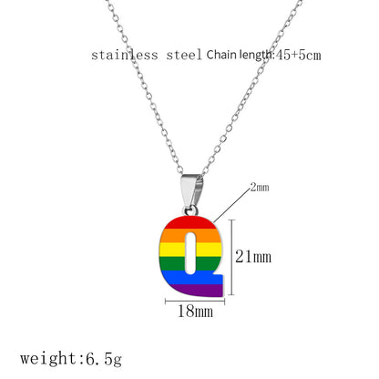 Women's Color Rainbow Letter Printing Titanium Steel Stainless Pendants