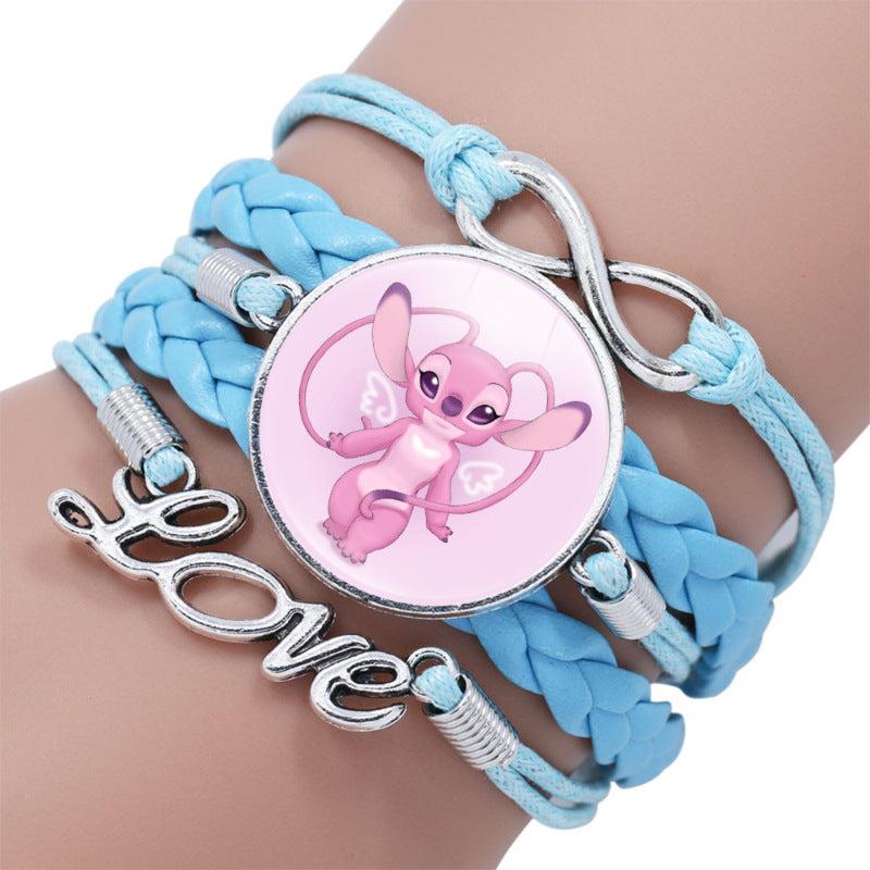 Cartoon Star Stitch Time Stone Leather Bracelets