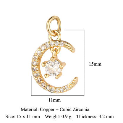 Beads Moon Sun Copper Zircon Ornaments Necklaces