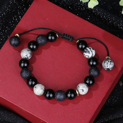 Hematite Domineering For Boyfriend Volcanic Rock Tigereye Couple Bracelets