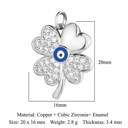 Four-leaf Clover Color Zirconium Copper Micro Inlaid Zircon Pendants