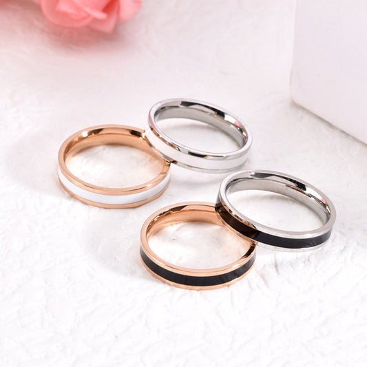 Epoxy Black White Lovers Female Fashion Personalized Design Rings