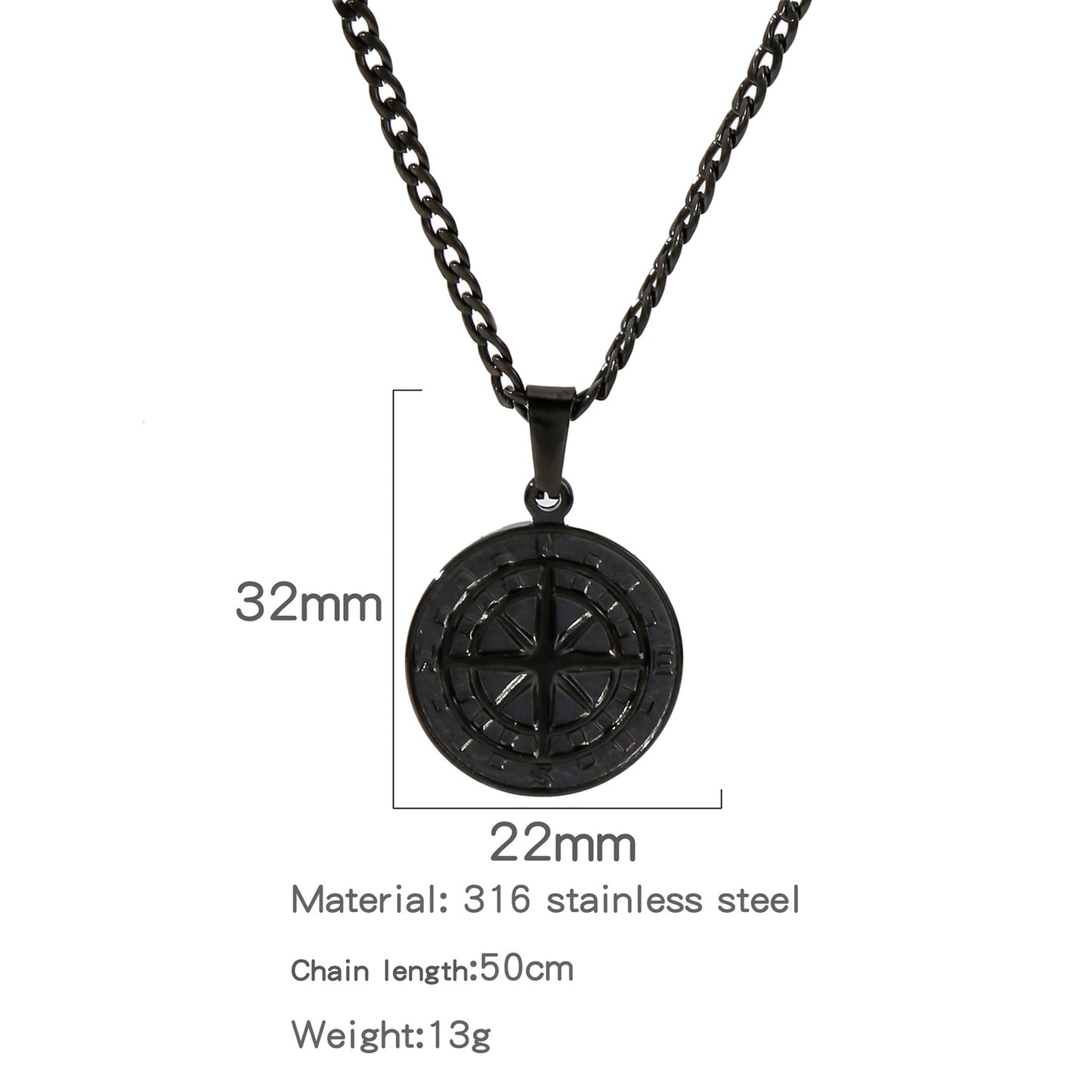 Men's Fashion Viking Nordic Style Metal Compass Necklaces