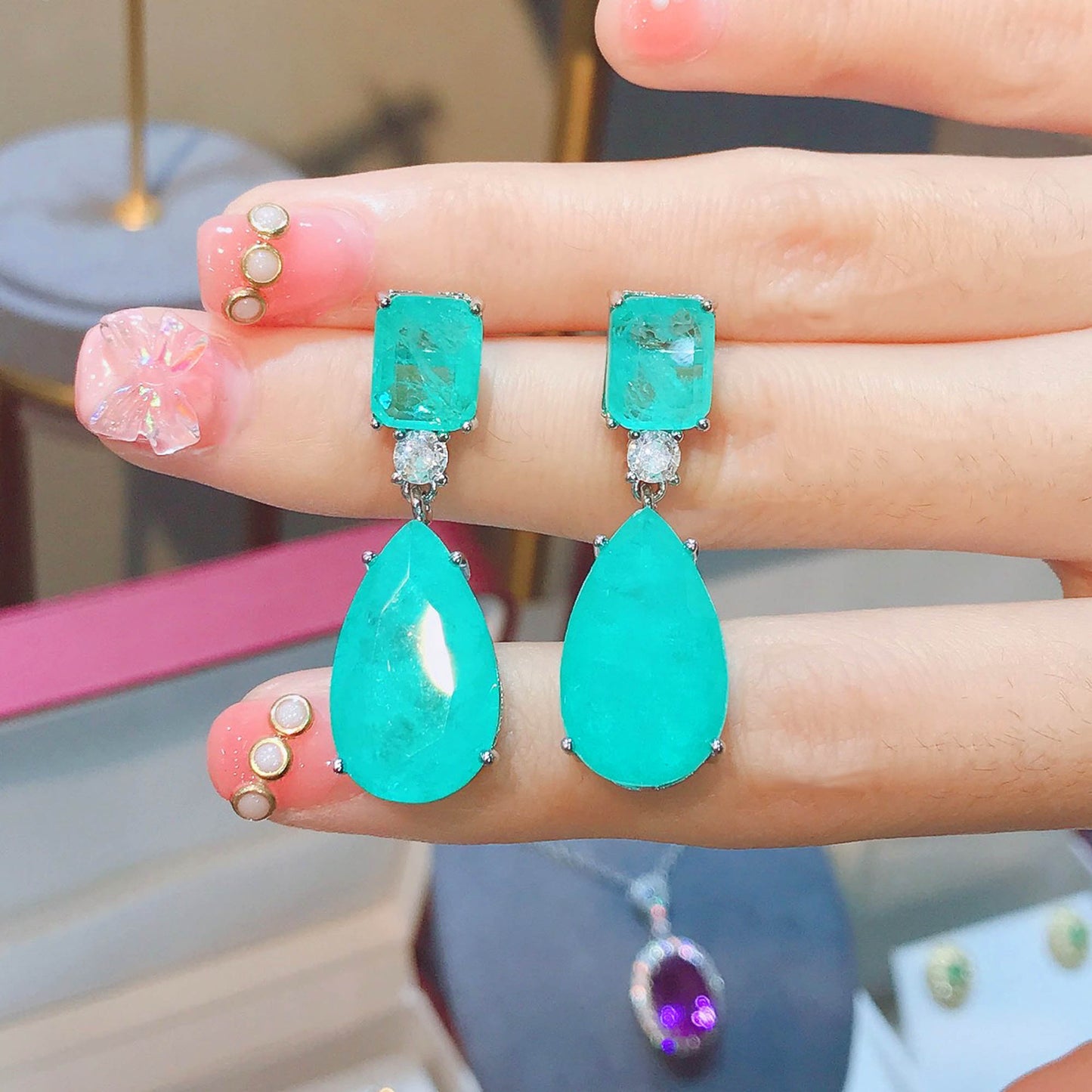 Retro Large Water Drop Artificial Emerald Rings