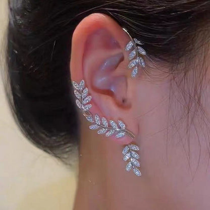 Women's Leaf Diamond Bone Clip Without Pierced Earrings