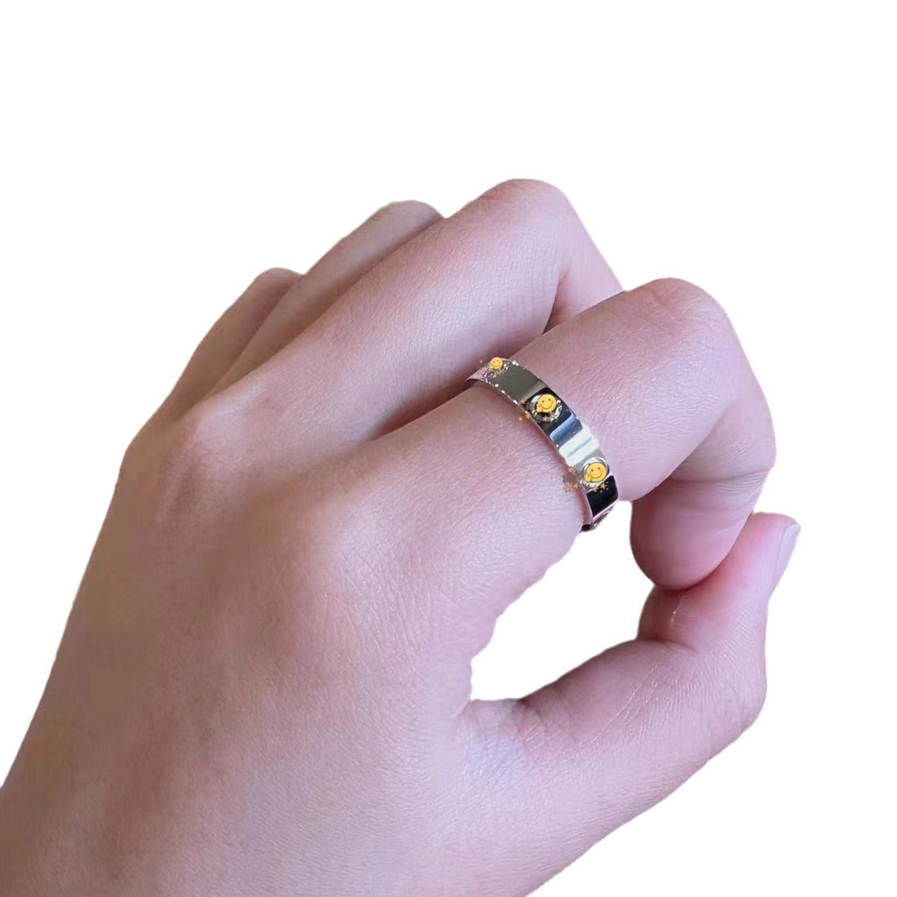 Gold-plated Screw Pattern Wide Narrow Single Rings