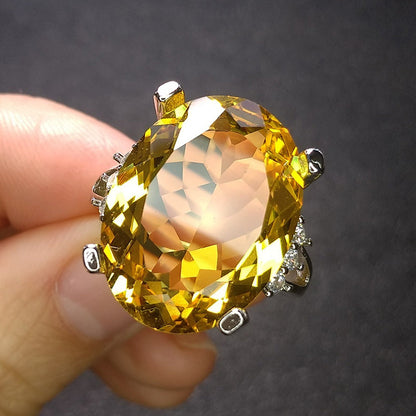 Gold Plated Egg-shaped Yellow Gem Diamond Rings