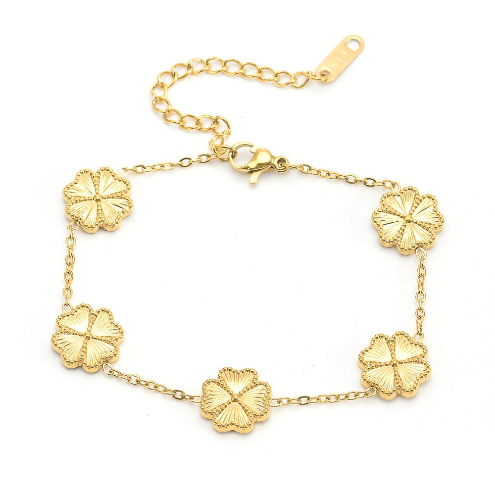 Four-leaf Clover Fashion Double-sided Stainless Steel Bracelets