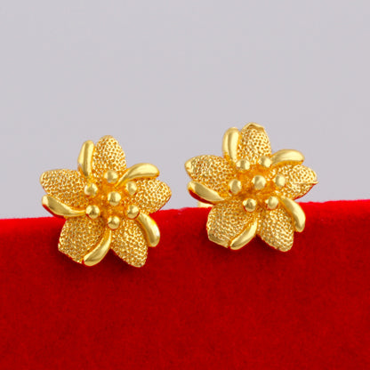 Women's Vietnam Placer Gold Simple Flower Simulation Rings
