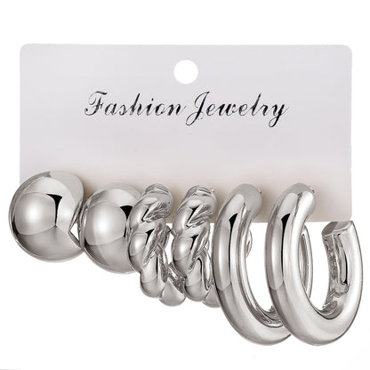 Type Irregular Card Set White Gold Color Earrings