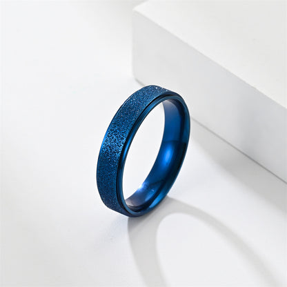 Step Stainless Steel Frosted Female Korean Fashion Couple Rings