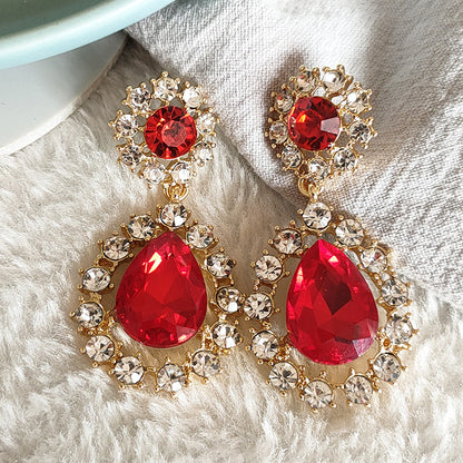 Style Retro Baroque Court Ruby Dinner Light Luxury Earrings