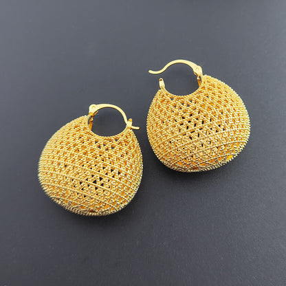 Gold-plated Texture Ear Clip Vegetable Blue Refined Simple Earrings
